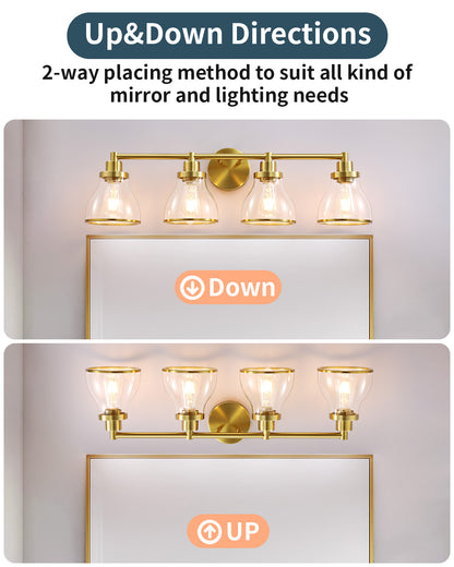 Hermosa Gold 4-Light Bathroom Vanity Light