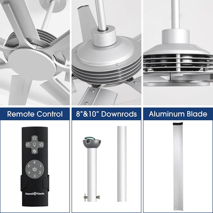 Ceiling Fan Modern 100" Industrial 7-Blade Silver Metal