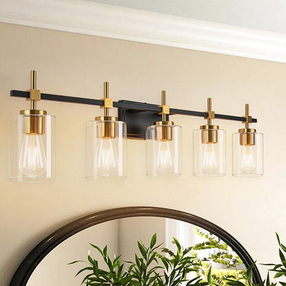 Jasper Black & Gold Clear Glass 5-Light Bathroom Vanity Light