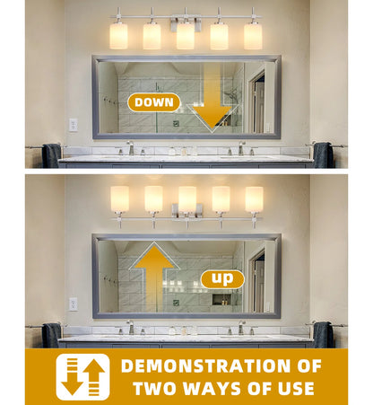 Jasper Brushed Nickel Frosted Glass 5-Light Bathroom Vanity Light