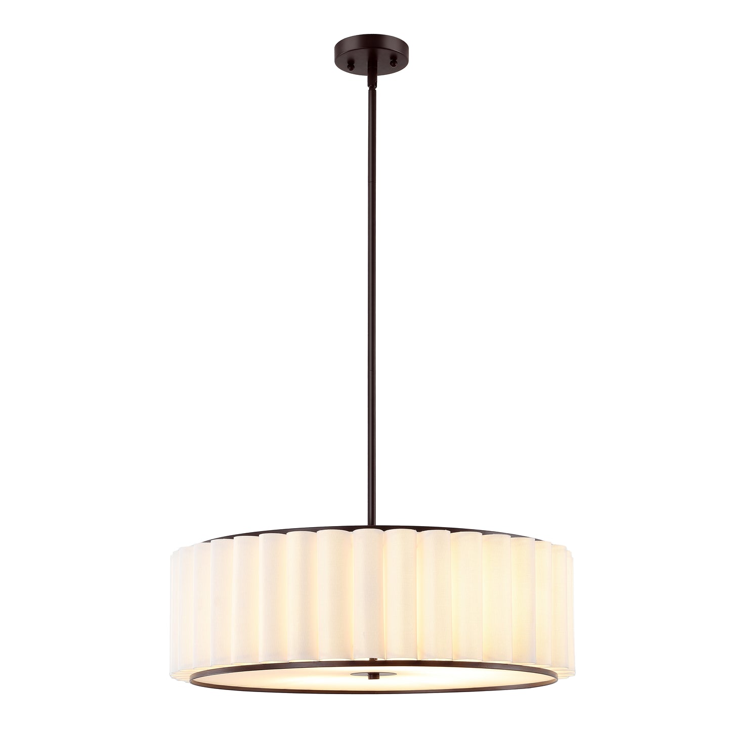 Modern Chandelier Bronze 24" 5-Light White Linen Shade