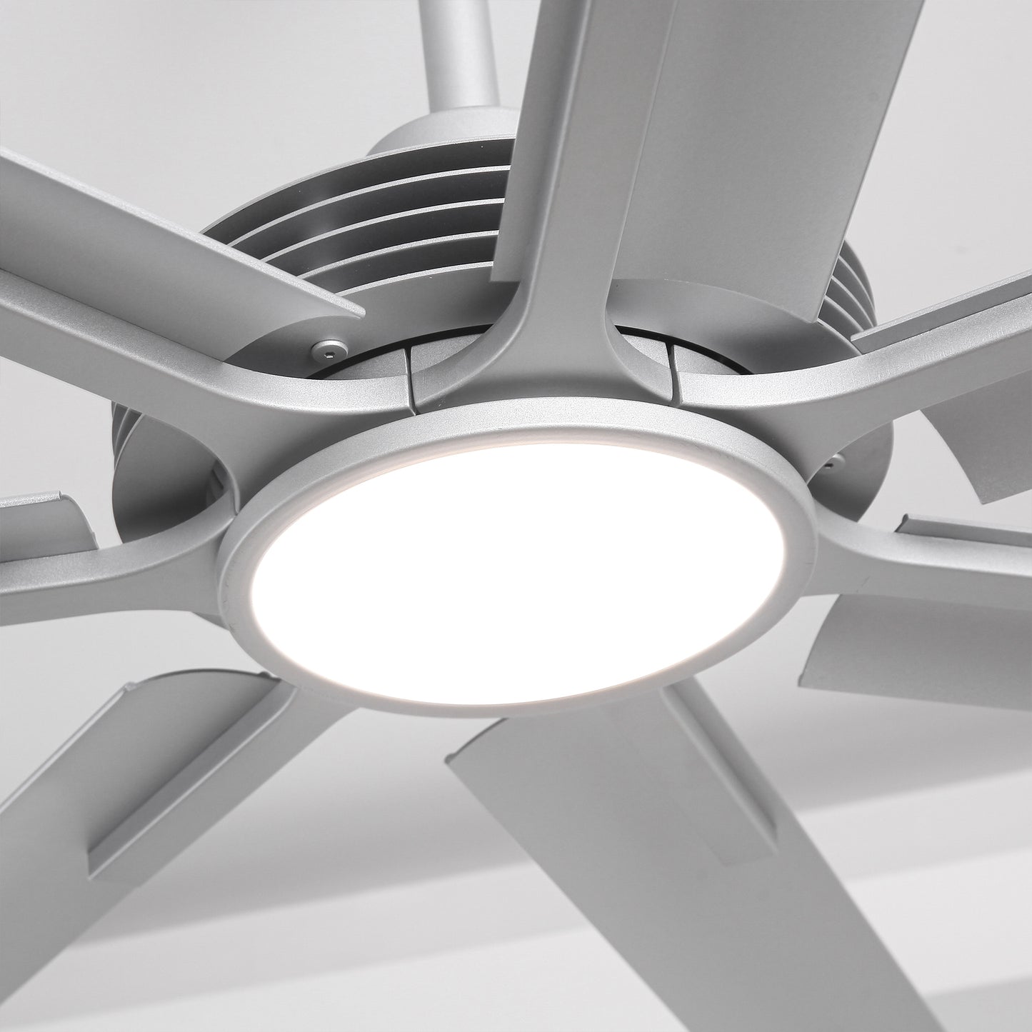 Ceiling Fan Industrial 84" Modern Silver 7-Blade LED Light