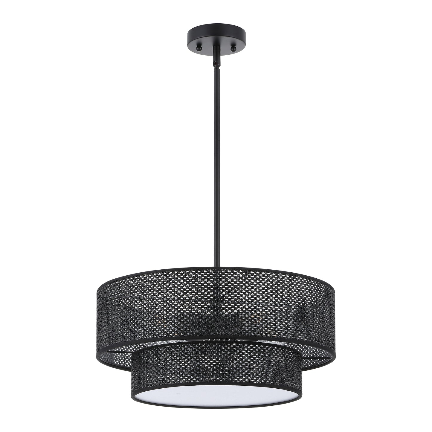 Modern Chandelier 18" 4-Light Black Woven Rattan Shade