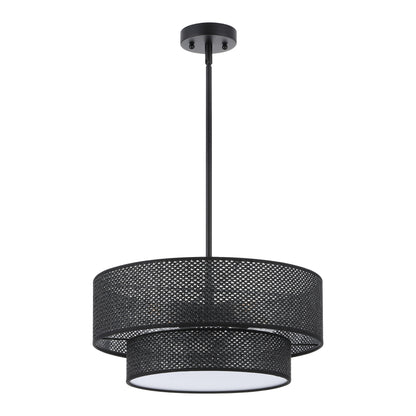Modern Chandelier 18" 4-Light Black Woven Rattan Shade