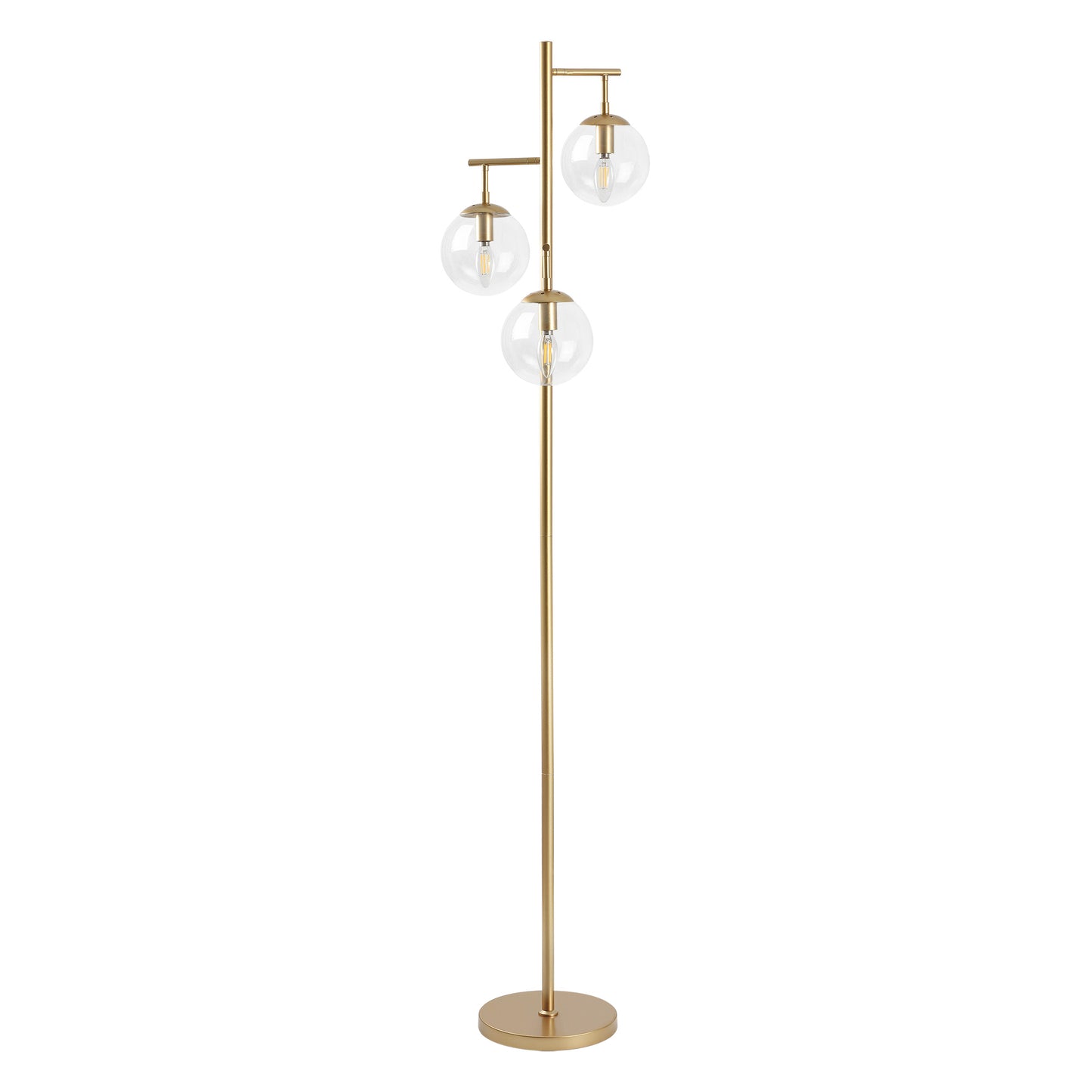 Floor Lamp Modern Brass 70" 3-Light Clear Glass Globes