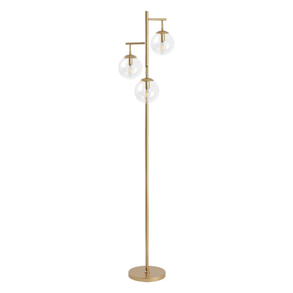 Floor Lamp Modern Brass 70" 3-Light Clear Glass Globes