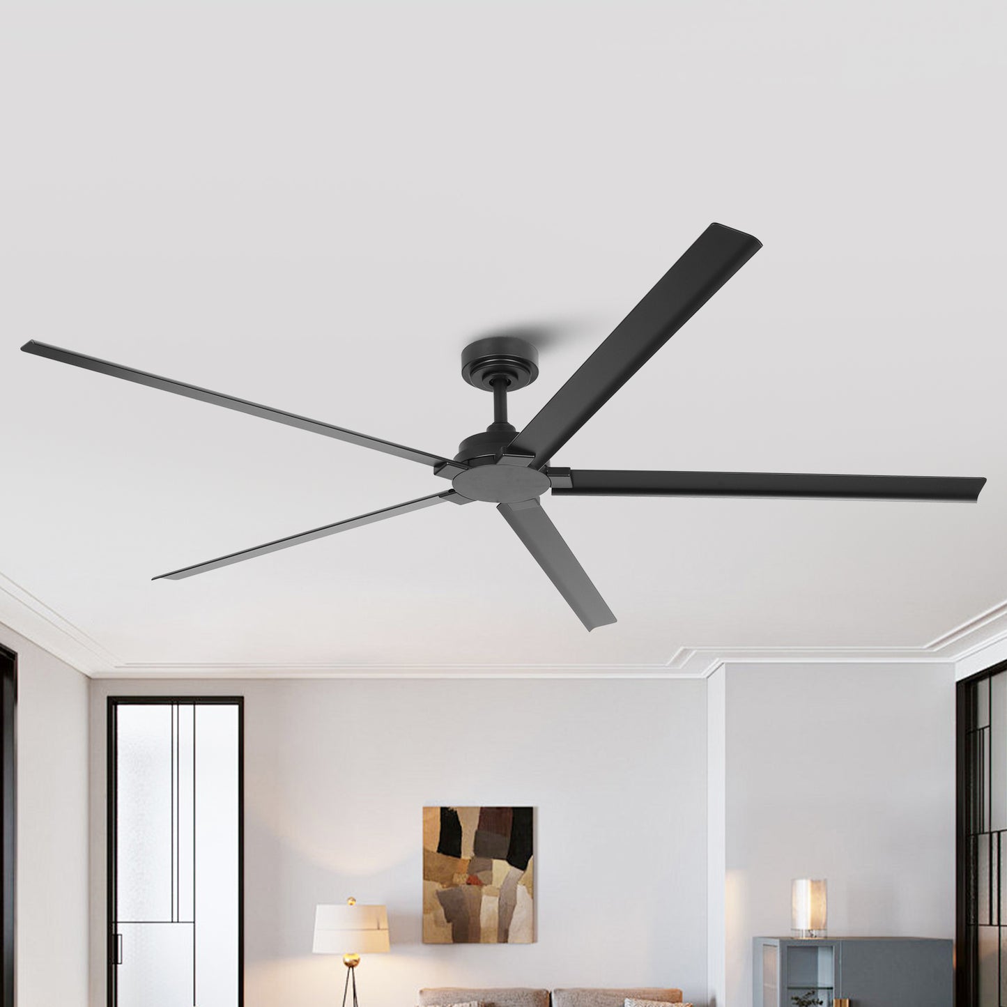 Ceiling Fan 72" Industrial 5-Blade Black IPX4 Outdoor Use