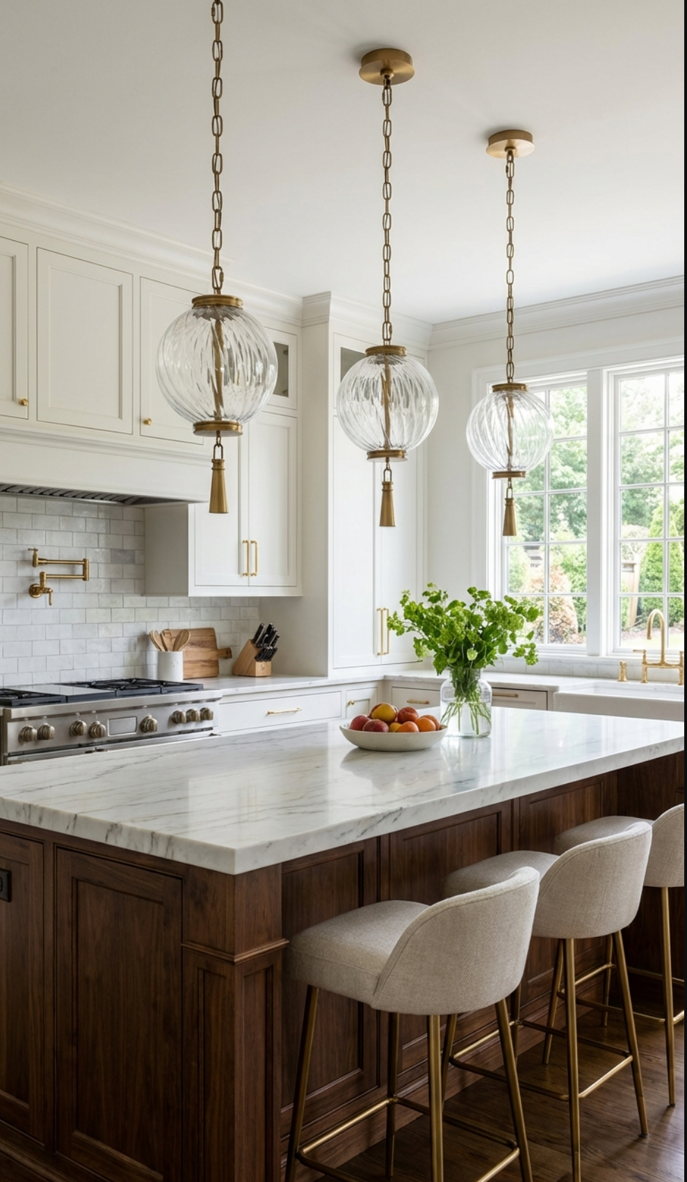 Modern Brass LED Pendant Light – Handcrafted Minimalist Hanging Light, Dimmable