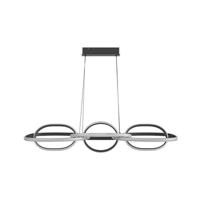 Circa Modern Black Looping 6 Ring Linear LED Pendant Light