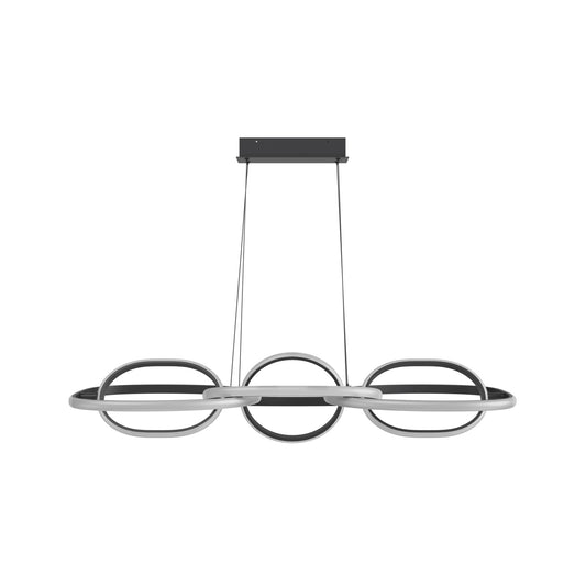 Circa Modern Black Looping 6 Ring Linear LED Pendant Light