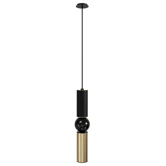 Cicada 1-Light Brushed Brass and Black Pendant Light