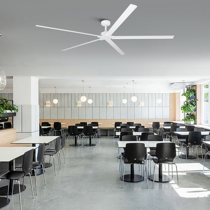Ceiling Fan 84" Industrial 5-Blade White IPX4 Outdoor Use