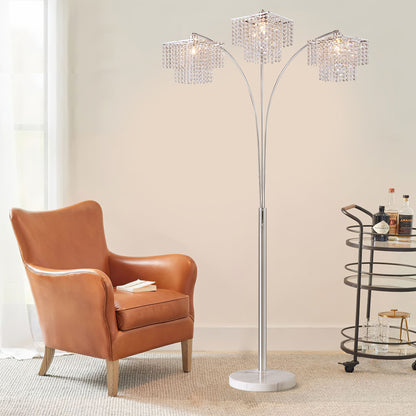 Brio 85" 3-Light Modern Crystal Arc Floor Lamp