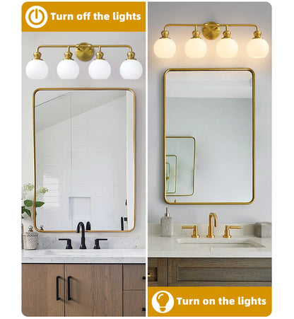 Irvine Gold Modern Frosted Glass 4-Light Vanity Light