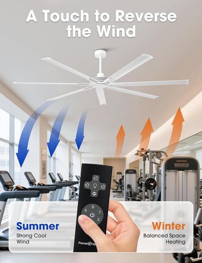 Ceiling Fan Modern 84" Industrial 7-Blade White Metal