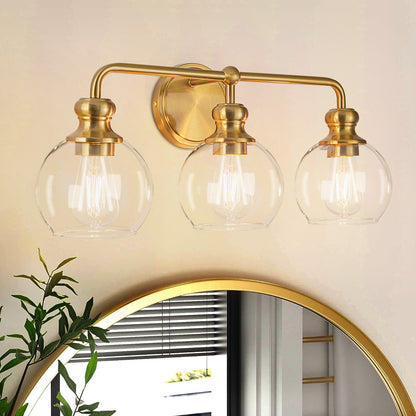 Irvine Gold Modern Clear Glass 3-Light Vanity Light