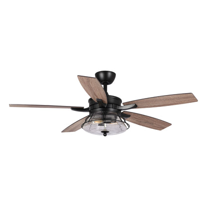 52" 5-Blade 2-Light Industrial Reversible Ceiling Fan with Light