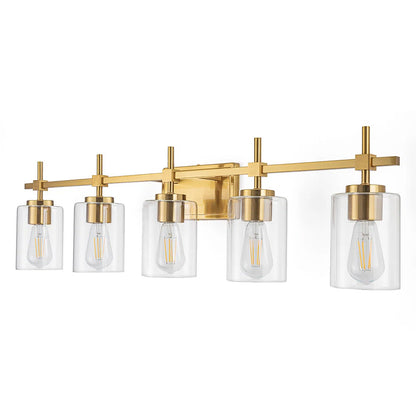 Jasper Gold Clear Glass 5-Light Bathroom Vanity Light