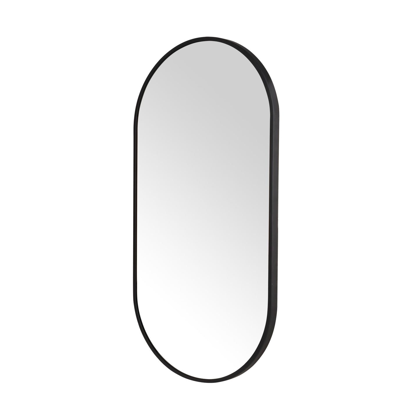 Wall Mirror 24x36" Modern Matte Black Framed Oval