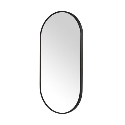 Wall Mirror 24x36" Modern Matte Black Framed Oval