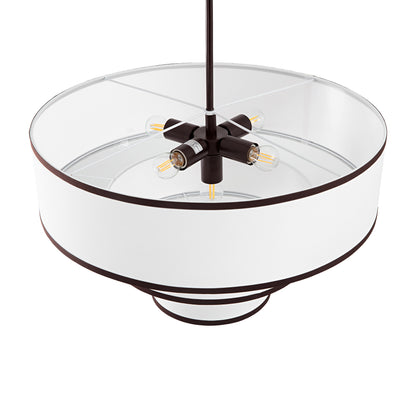 Modern Chandelier 24" 5-Light Bronze Tiered Drum Linen Shade