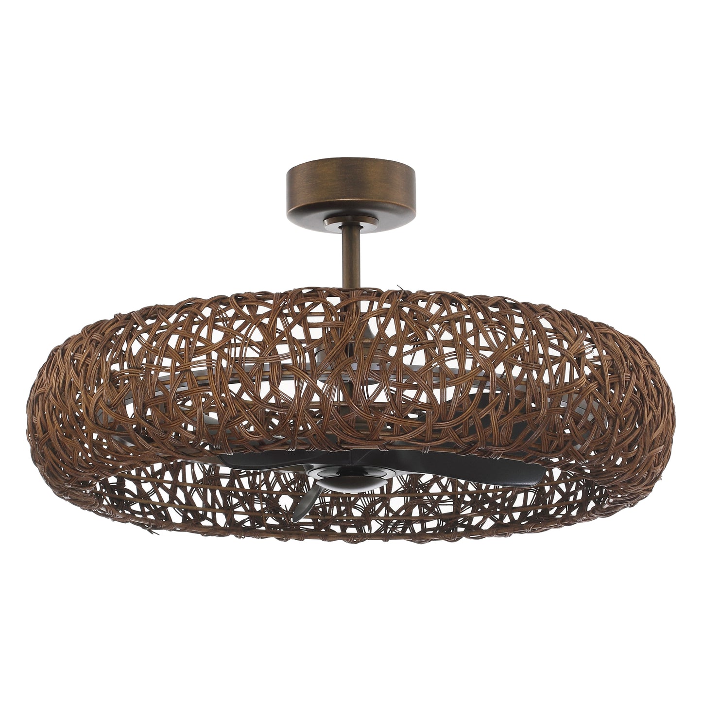 35" Perimost Farmhouse Rattan LED Ceiling Fan