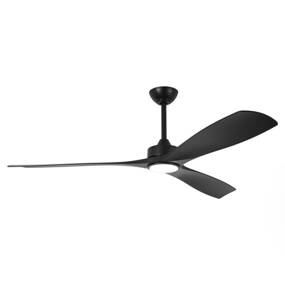 60" Modern Farmhouse Ceiling Fan with Light & Remote – Matte Black, 5-Blade, Quiet DC Motor