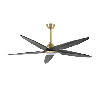 54" Gold and Black Ceiling Fan with LED Light and Remote – Modern Dimmable Fan