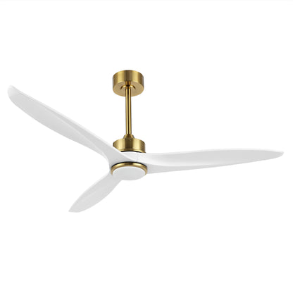 52" Gold and White Ceiling Fan with LED Light and Remote – Modern Dimmable Fan