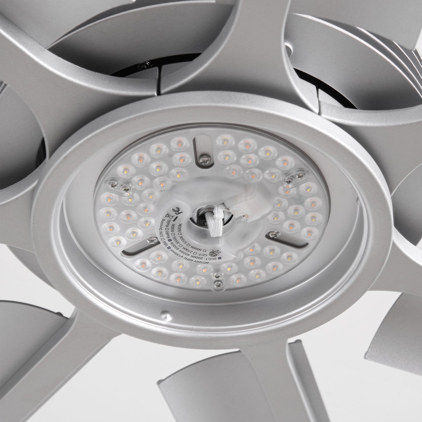 Ceiling Fan Industrial 100" Modern Silver 7-Blade LED Light