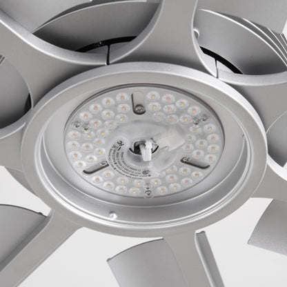 Ceiling Fan Industrial 100" Modern Silver 7-Blade LED Light