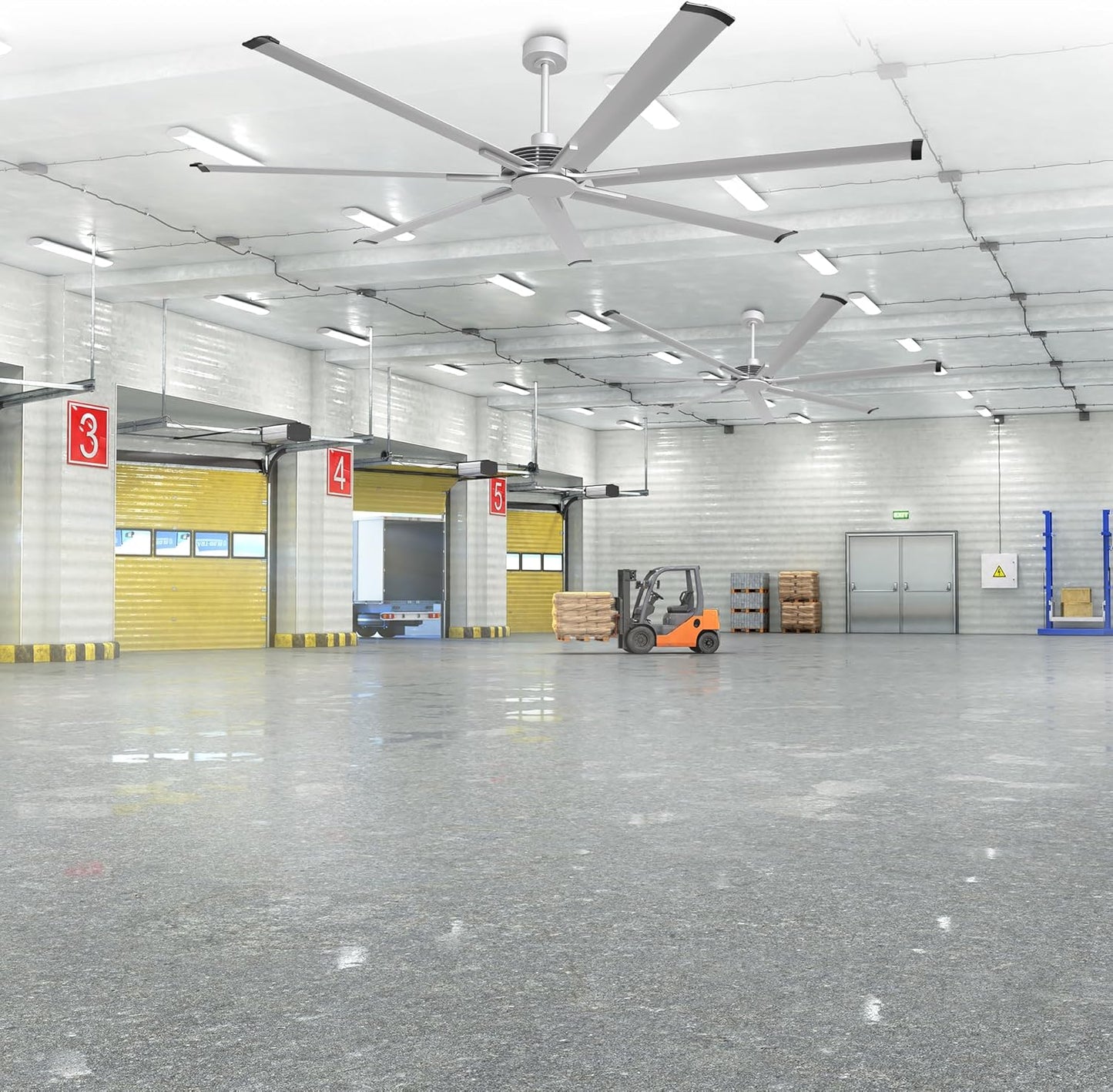 Ceiling Fan Modern 84" Industrial 7-Blade Silver Metal