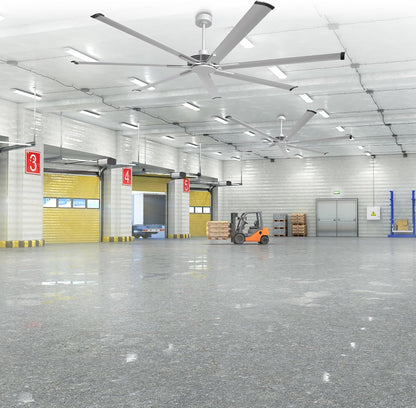 Ceiling Fan Modern 84" Industrial 7-Blade Silver Metal