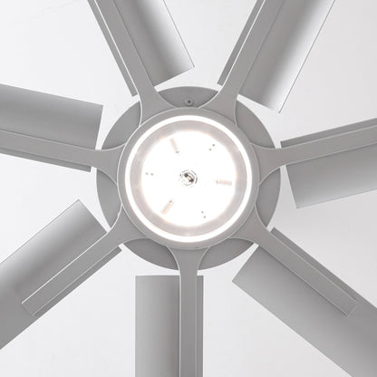 Ceiling Fan Industrial 100" Modern Silver 7-Blade LED Light