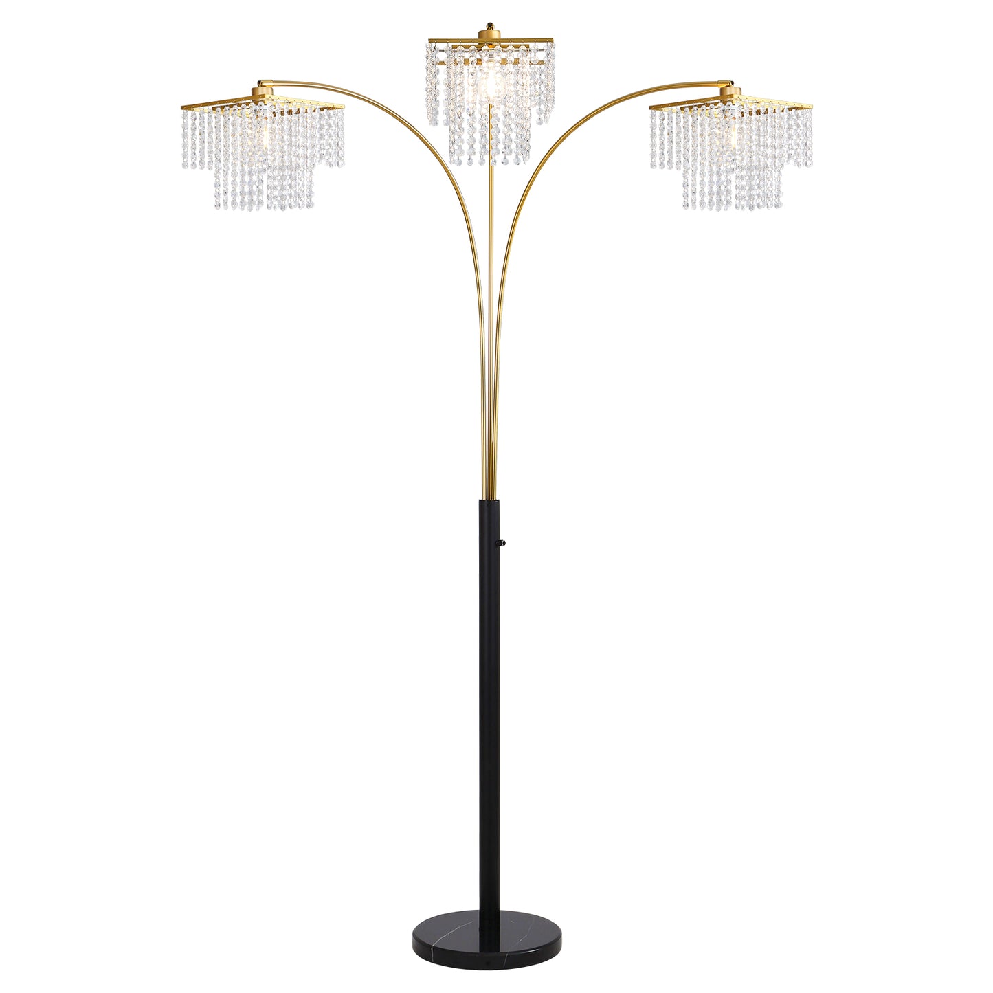 Brio 90" 3-Light Modern Gold Crystal Arc Floor Lamp