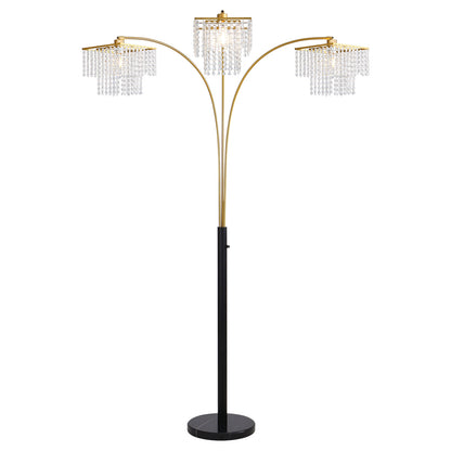 Brio 90" 3-Light Modern Gold Crystal Arc Floor Lamp