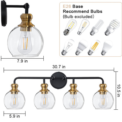 Irvine Black and Gold Modern 4-Light Vanity Light