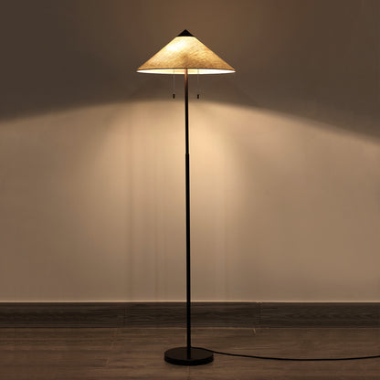 Floor Lamp Traditional Black 68" 2-Light Linen Shade