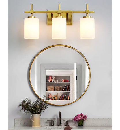 Jasper Gold Traditional Frosted Glass 3-Light Bathroom Vanity Light