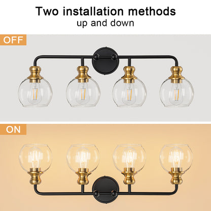 Irvine Black and Gold Modern 4-Light Vanity Light