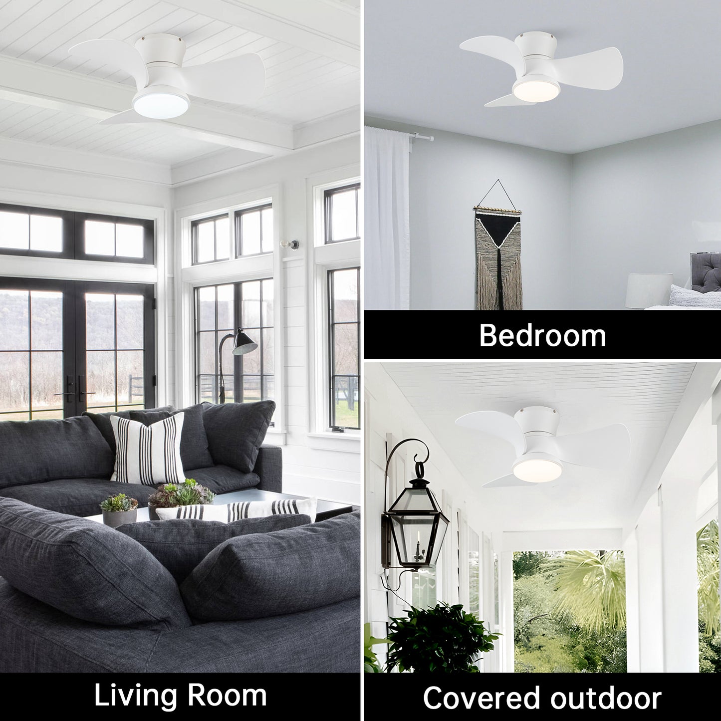 BreezeLite 31" Modern White Flush Mount LED Ceiling Fan