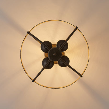 4-Light Industrial Farmhouse Semi-Flush Mount Ceiling Light