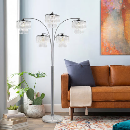 Brio 80" 5-Light Modern Crystal Arc Floor Lamp