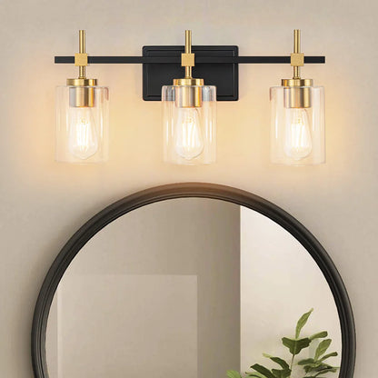 Jasper Black & Gold Clear Glass 3-Light Bathroom Vanity Light