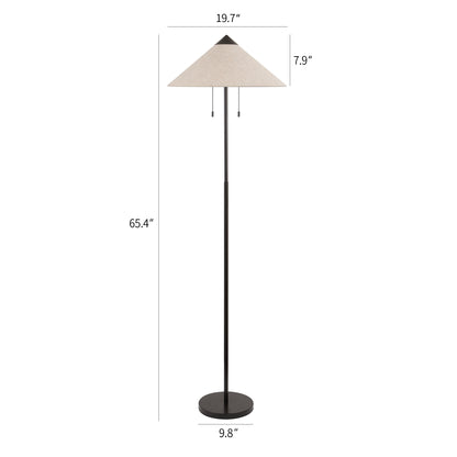 Floor Lamp Traditional Black 68" 2-Light Linen Shade