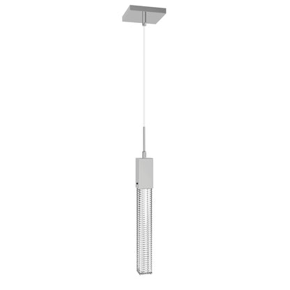 Boa 1-Light LED Polished Chrome Studded Glass Pendant Light