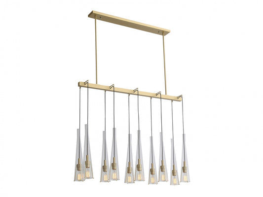 Abbey Park Modern Brushed Brass 10-Light Multi Port Linear Chandelier