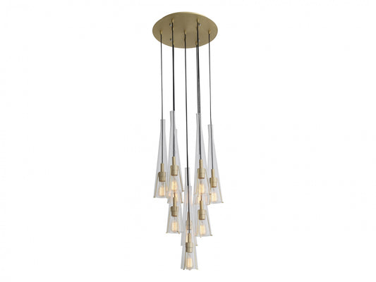 Abbey Park Modern Brushed Brass 10-Light Multi Port Pendant Light
