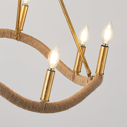 8-Light Golden Modern Candle Chandelier