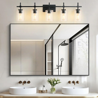 Jasper Black Clear Glass 5-Light Bathroom Vanity Light